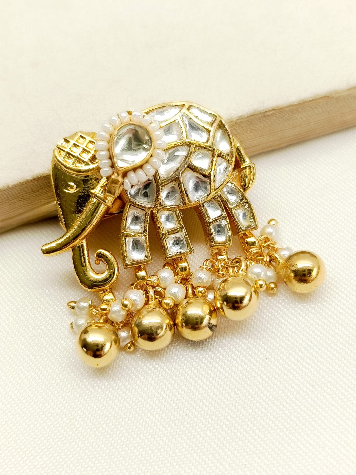 Ruhani White Elephant Brooch
