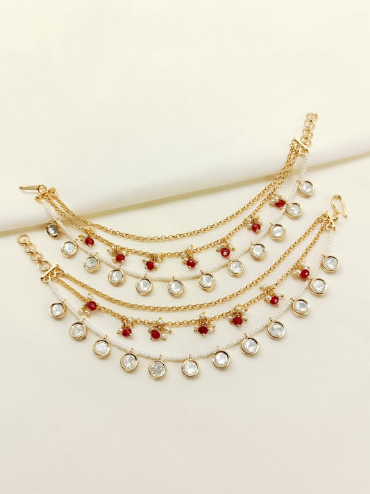 Bhamini Ruby Traditional Ear Chain