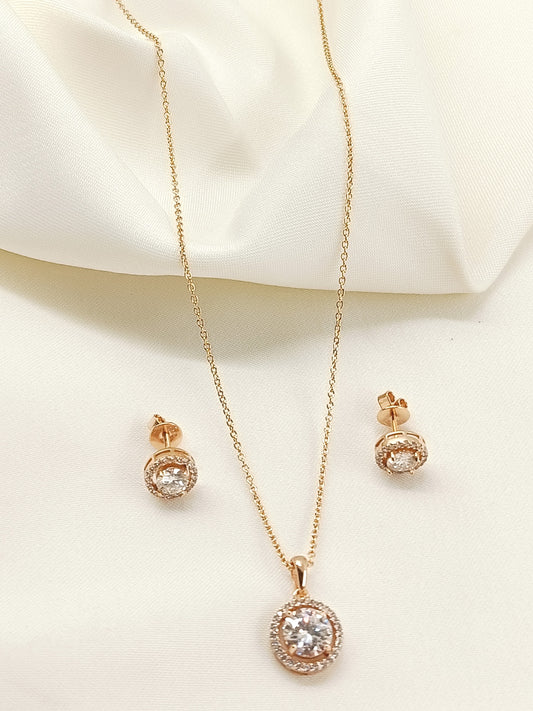 Varena 92.5 Silver American Diamond Pendant Set