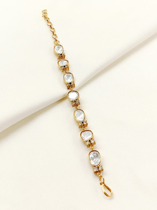 Tahera White Kundan Bracelet