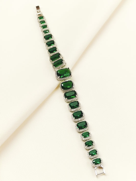Lasya Green American Diamond Bracelet