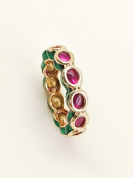 Ashrita Green Kundan Finger Ring