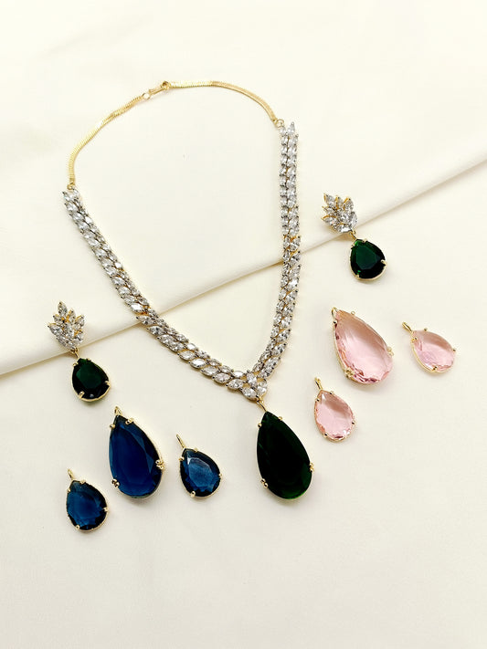 Tinsley Changeable Golden American Diamond Necklace Set