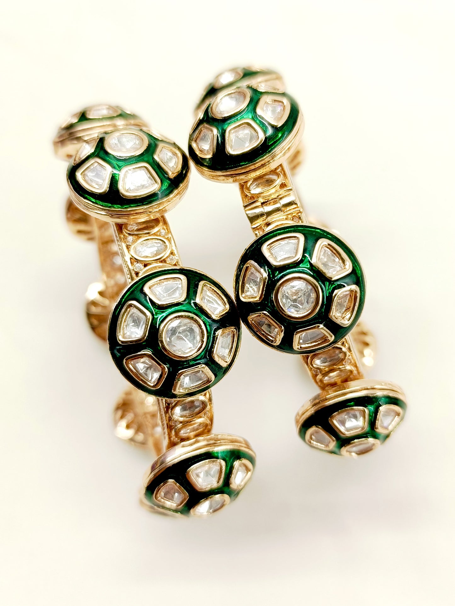 Kesar Green Kundan Bangle Set Of 2