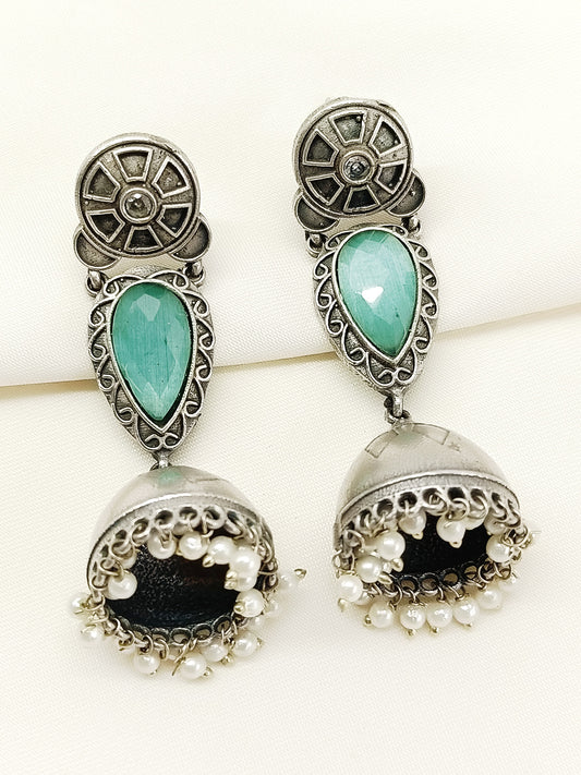 Upasana Mint Green Oxidized Jhumki