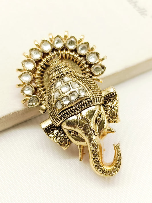 Netra White Ganesh Ji Brooch