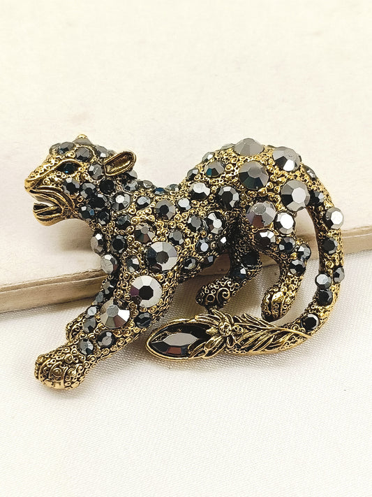 Vibhav Golden Tiger Men's Brooch