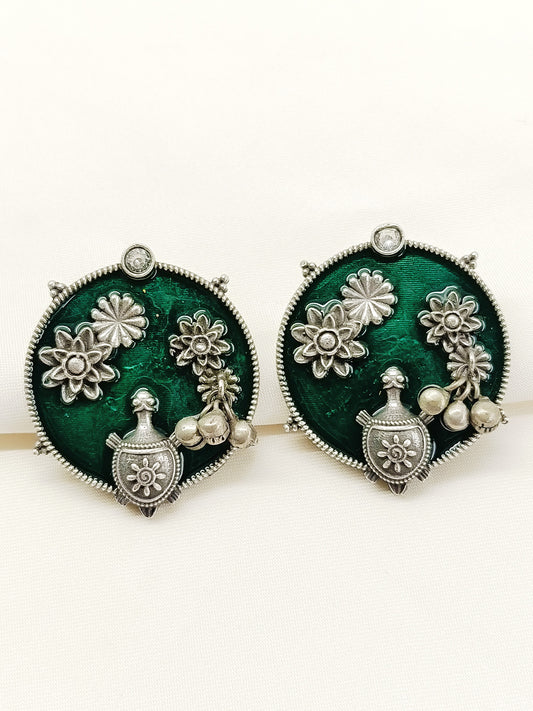 Shyamali Green Oxidized Tops