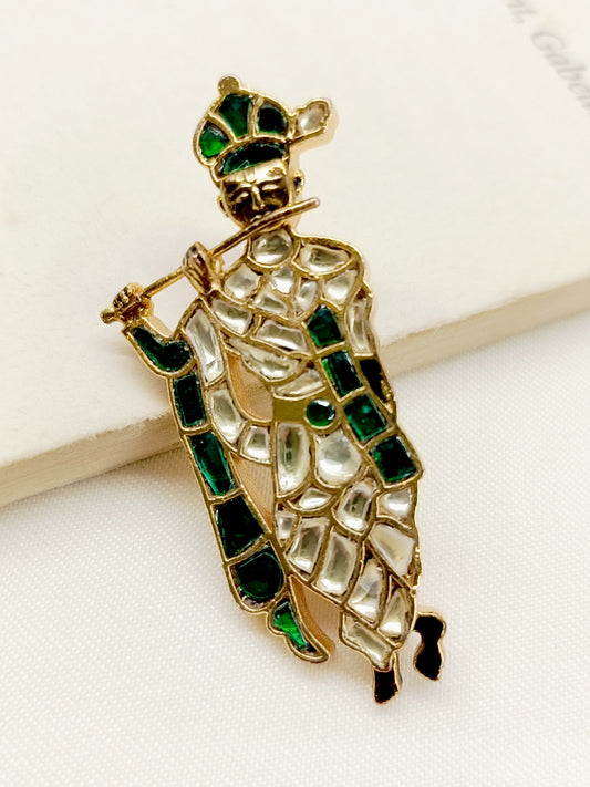 Shurutika Green Krishna Ji Brooch