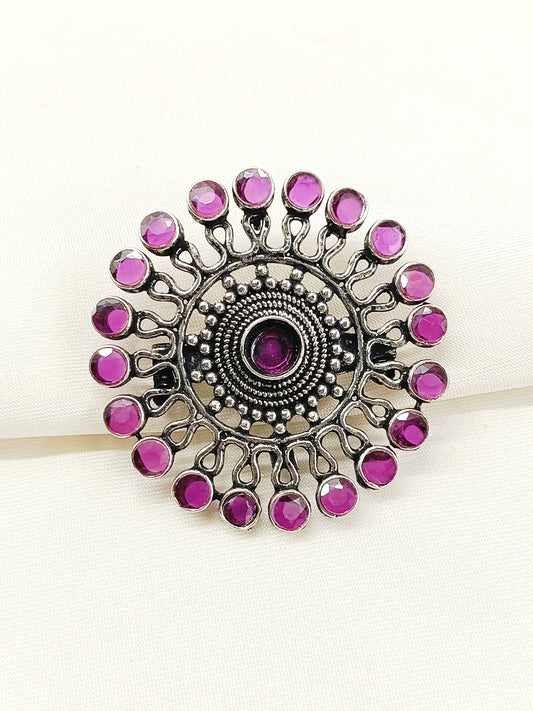 Advay Ruby Oxidized Brooch