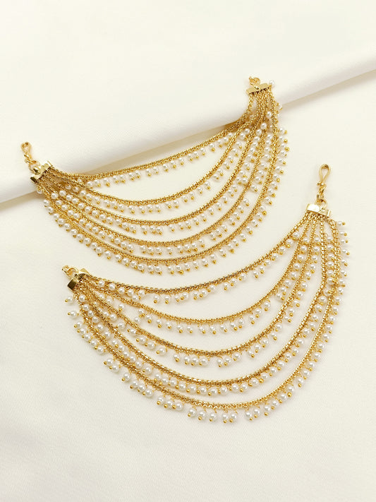Hemal White Pearl Traditional Ear Chain