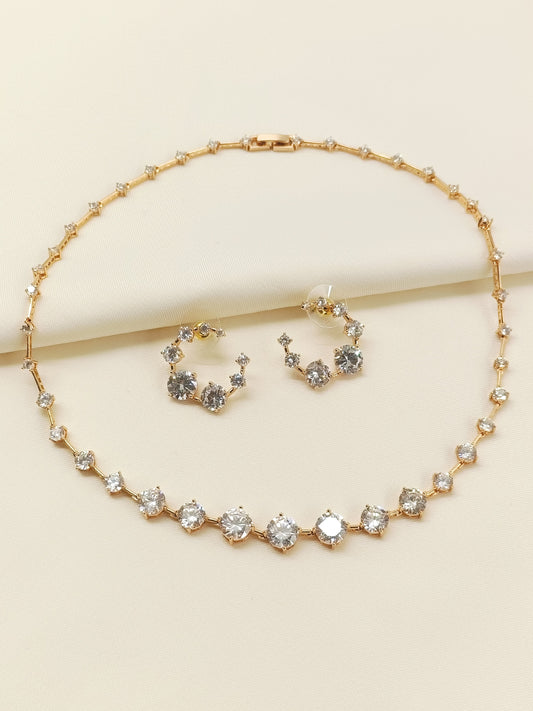 Kiona Gold American Diamond Necklace Set