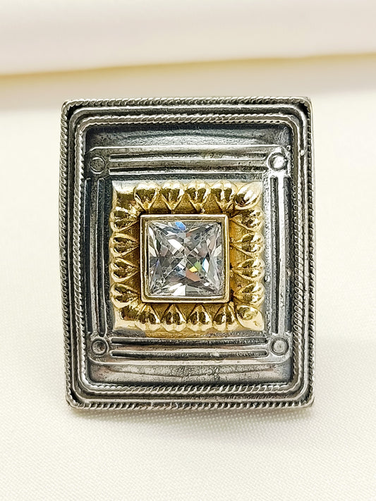 Anzlehika White Oxidized Finger Ring