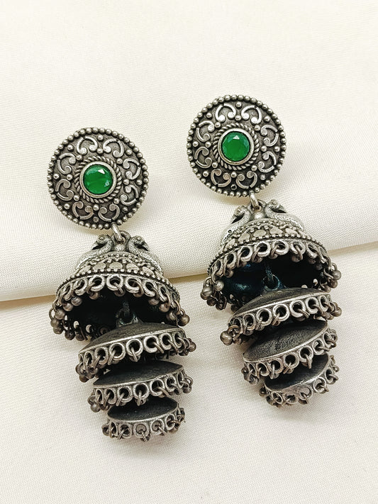 Lipi Green Oxidized Jhumki