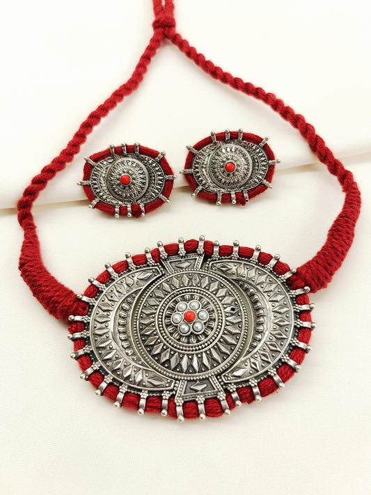 Baina Coral Oxidized Choker Set