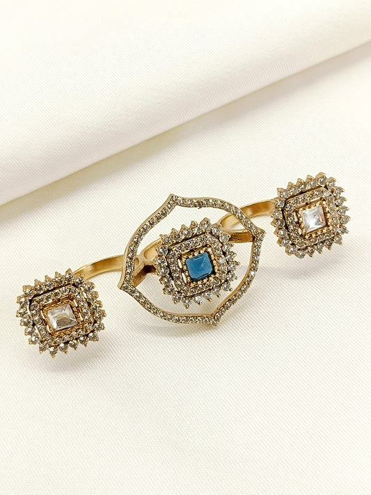 Aabharana Navy Blue American Diamond Finger Ring