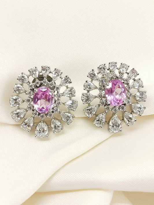 Alanna Pink 92.5 Silver American Diamond Tops