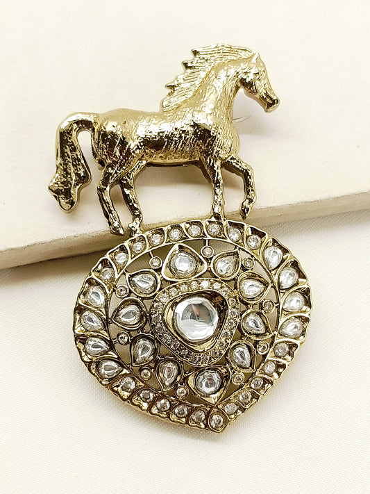 Atharva White Horse Brooch