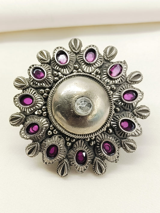 Leo Ruby Oxidized Finger Ring