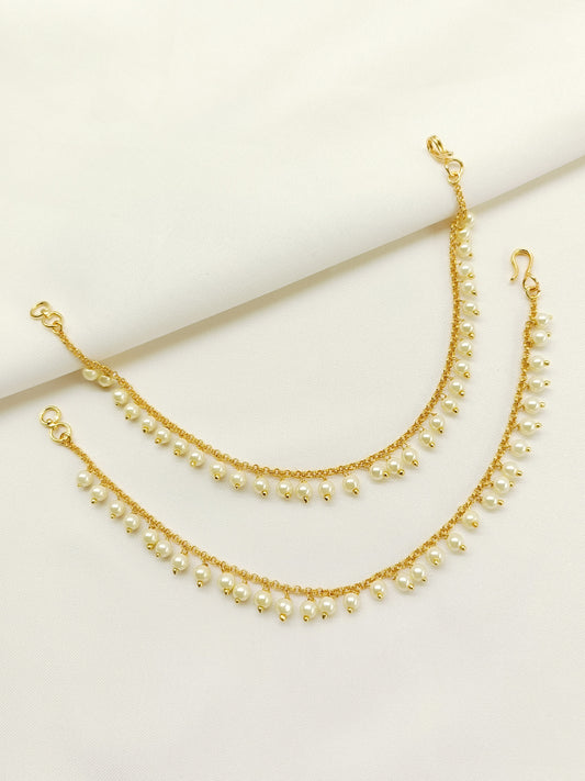 Dhwani Cream Gold Plated Ear Chain