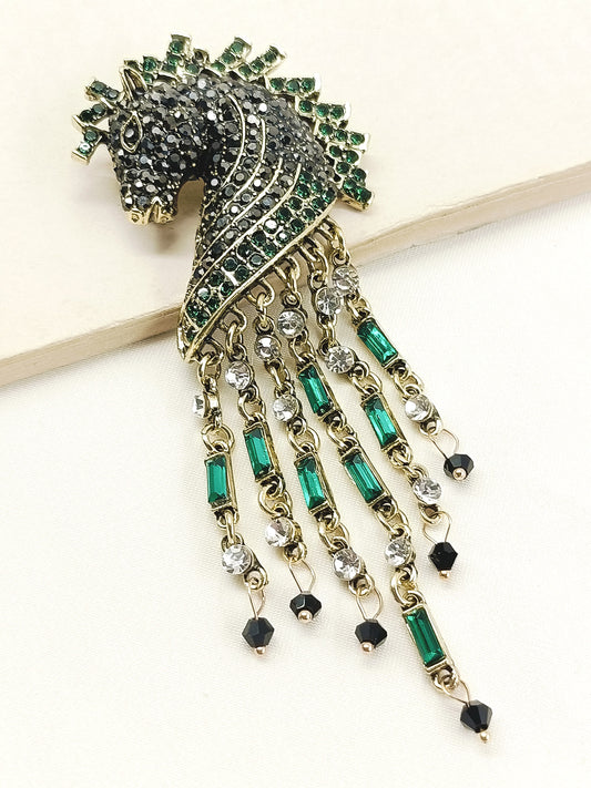 Satyam Green Horse Men's Brooch