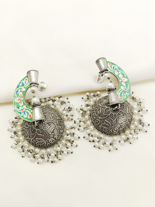 Atisha Green Oxidized Jhumki
