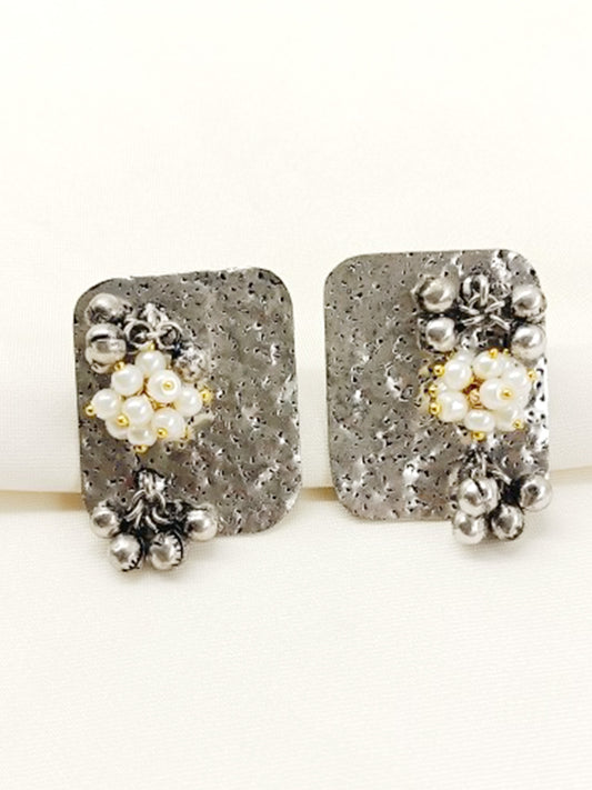 Chandrima White Pearl Oxidized Tops