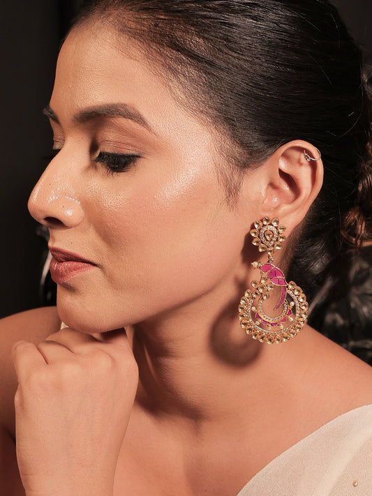 Ankita Ruby Gold Plated Pachi Kundan Earrings