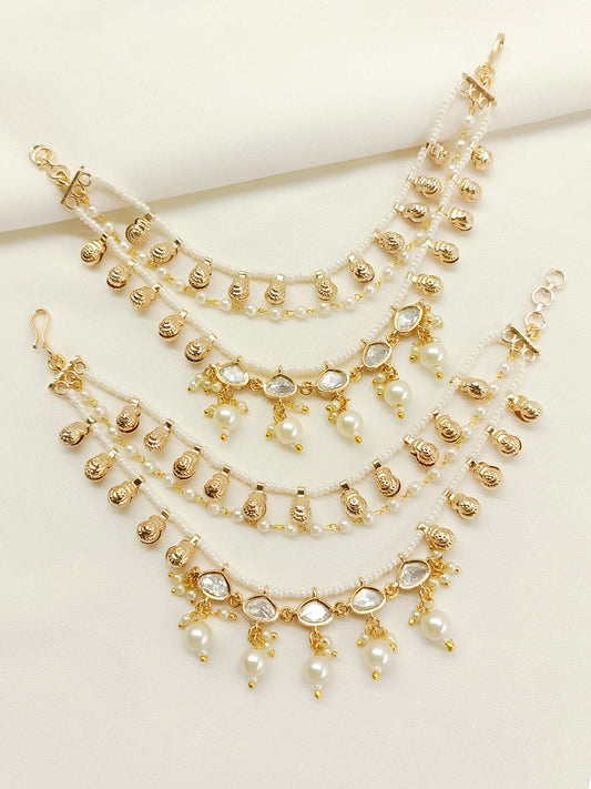 Madhavika White Traditional Ear Chain.