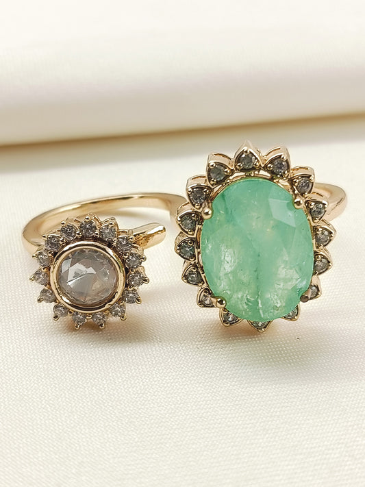 Yasogamya Mint Green Kundan Finger Ring