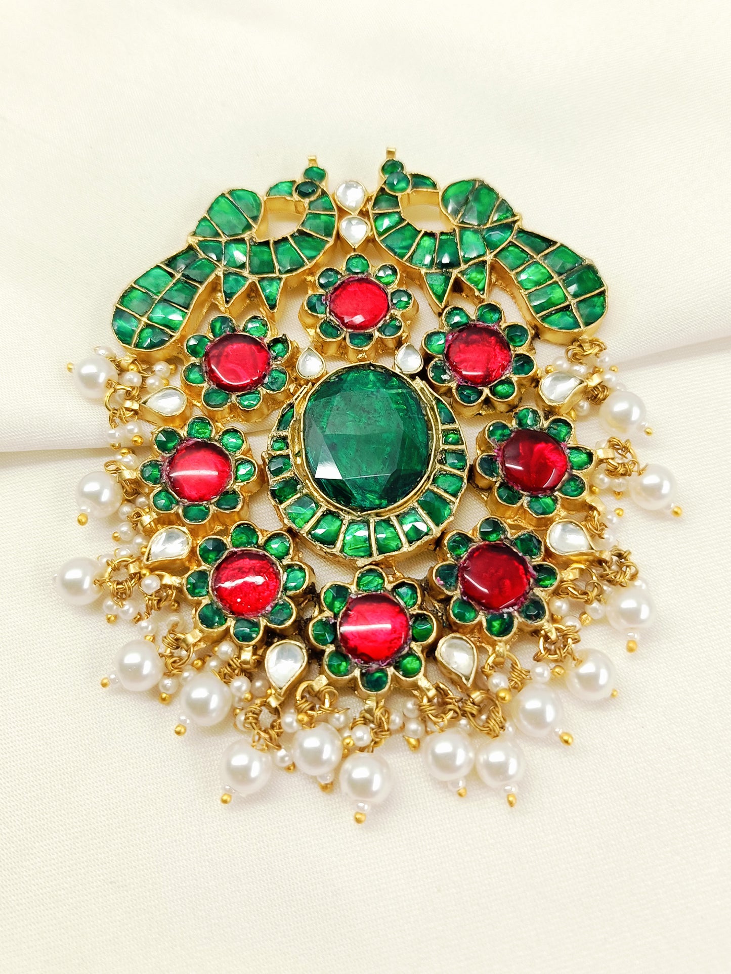 Divit R&G Peacock Kundan Men's Collar Brooch