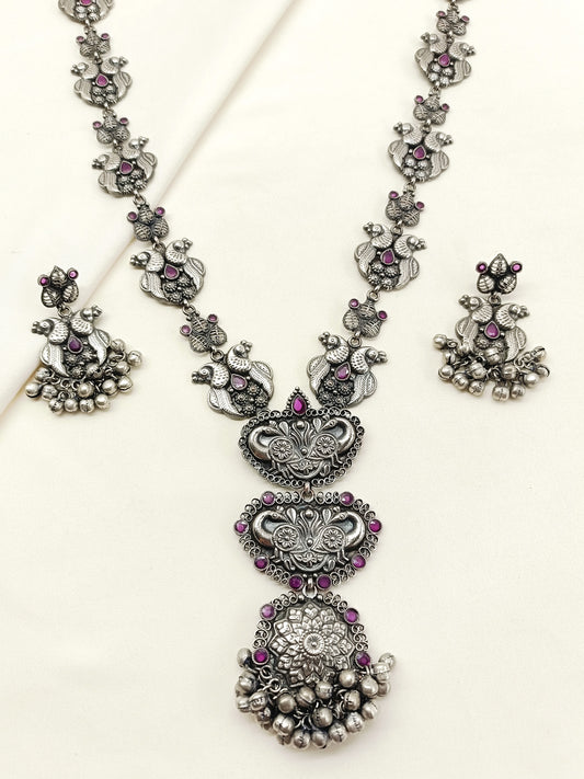Hridaya Ruby Oxidized Necklace Set