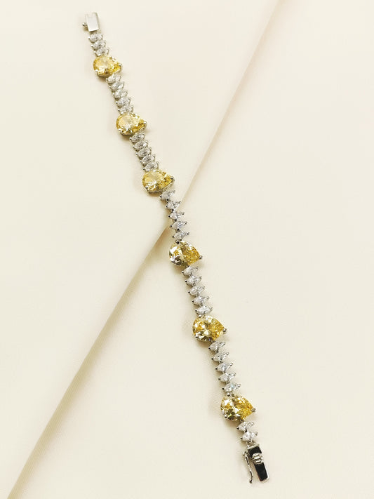Dhatri Yellow 92.5 Silver Swarovski Stone Bracelet
