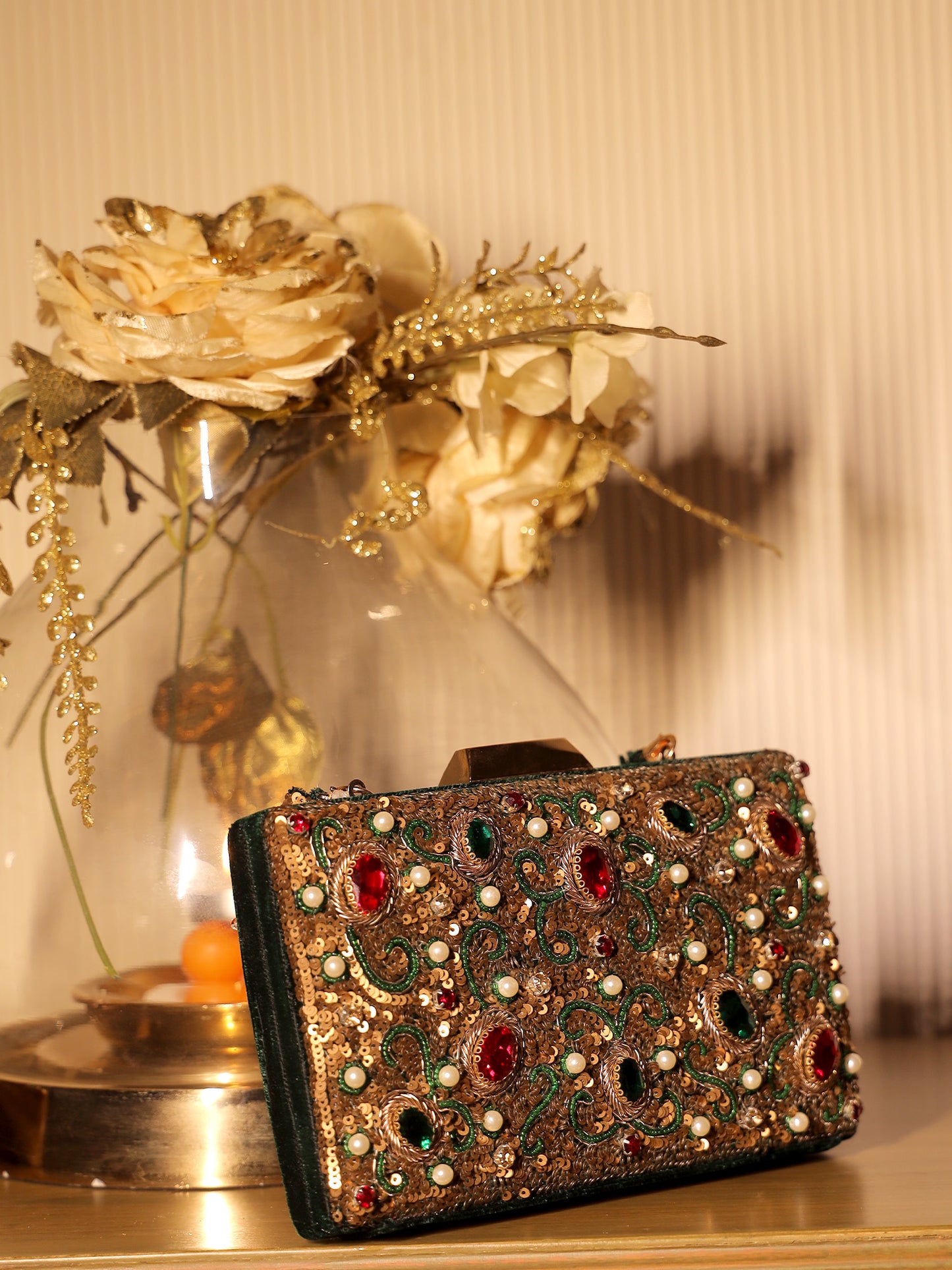Zikar Green Evening Clutch