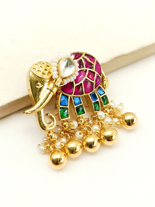 Hashika Multi Colour Elephant Brooch