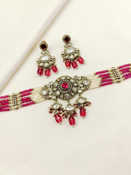 Sangeeta Ruby Victorian Choker Set