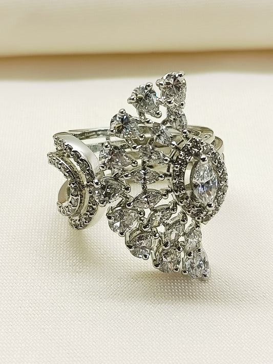 Selena 92.5 Silver American Diamond Finger Ring