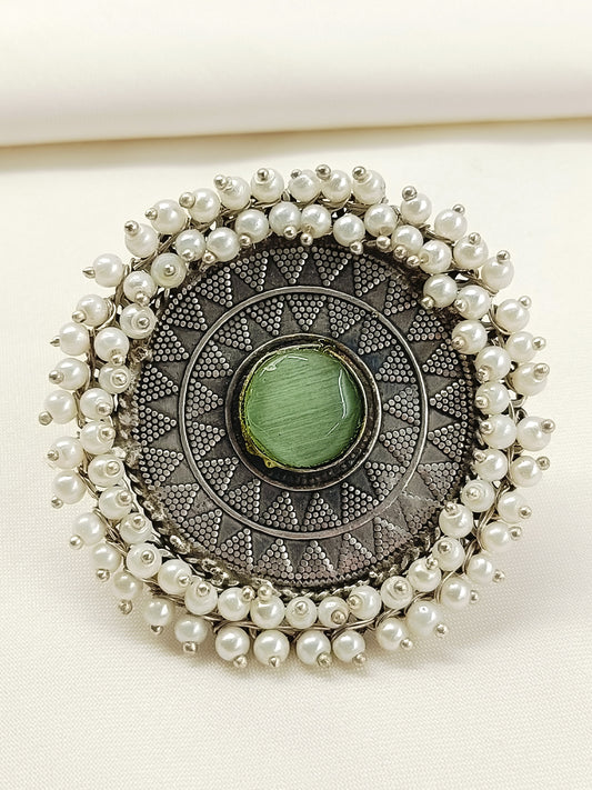 Birch Mint Green Oxidized Finger Ring