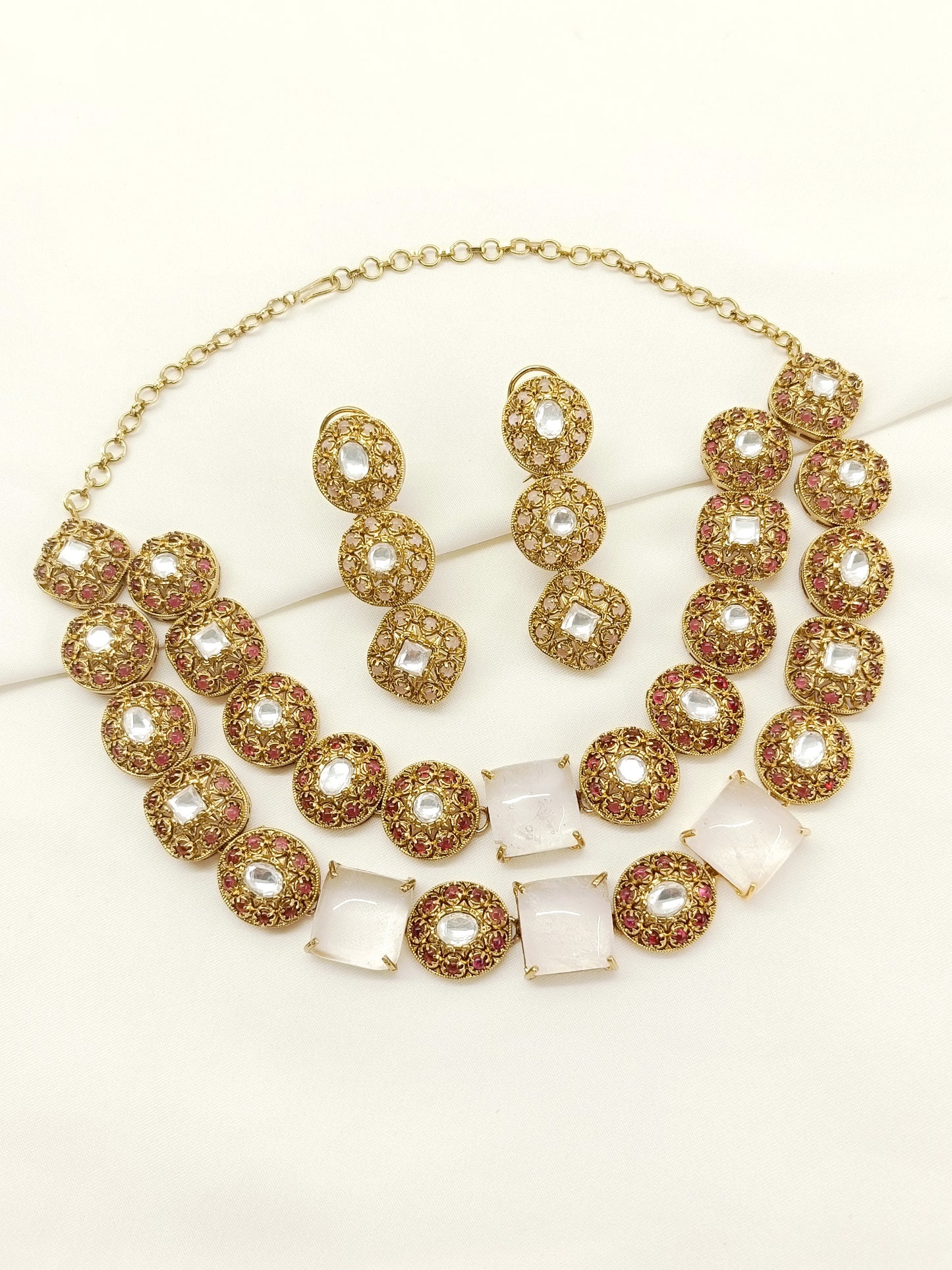 Chhaya Pink Antique Necklace Set