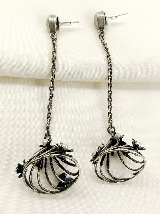 Monalisa White Pearl Oxidized Earrings