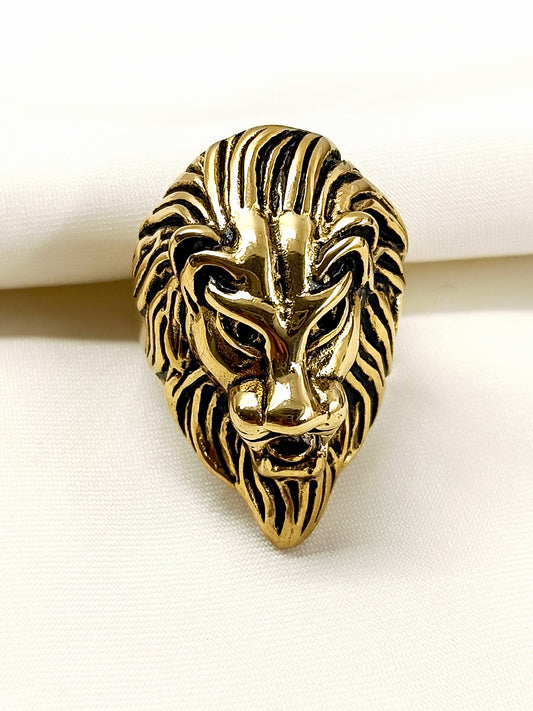 Garvik King Lion Gold Men's Finger Ring
