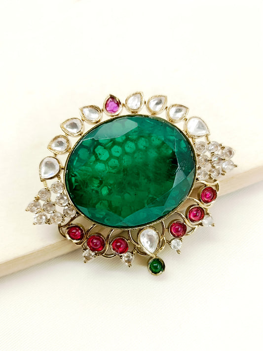 Jagat Green Men's Brooch