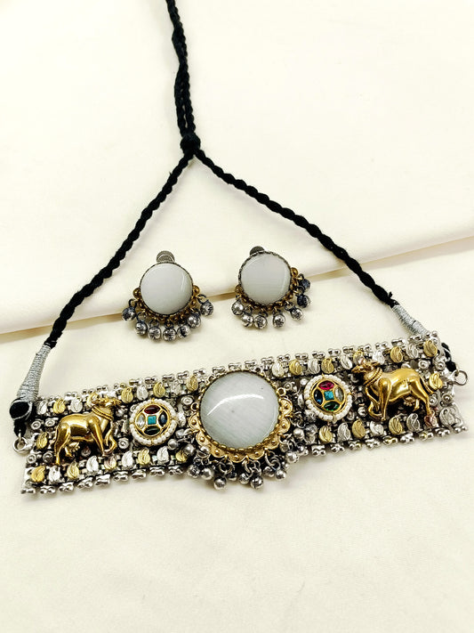 Rinkal Multi Colour Oxidized Choker Set