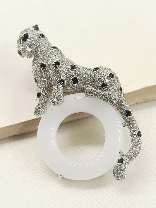 Sakina White Leopard Brooch