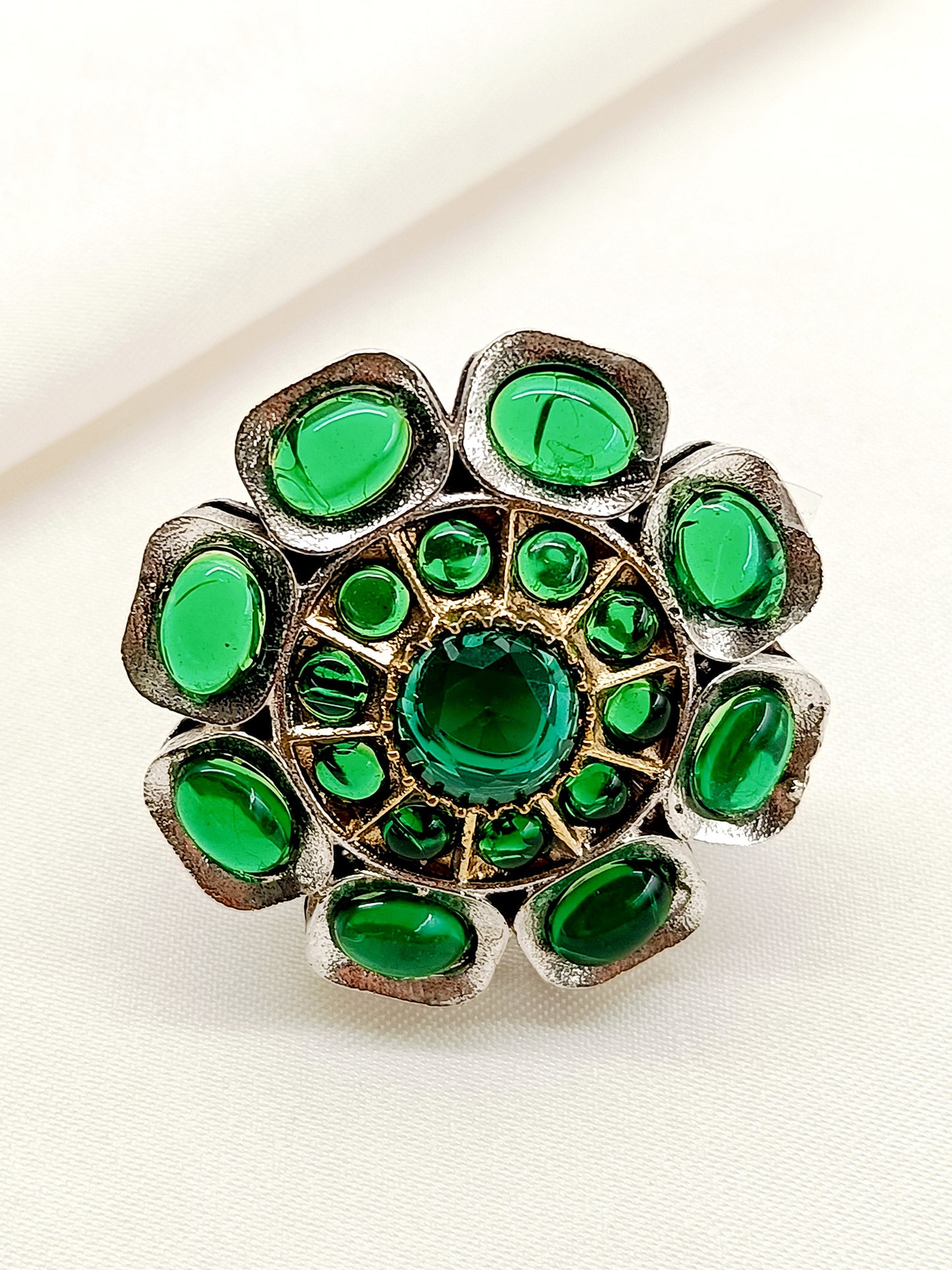 Gahna Green Oxidized Finger Ring