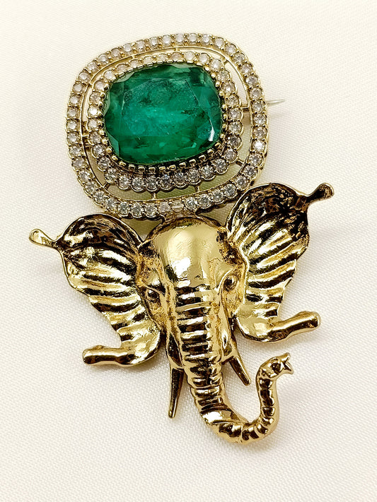 Gajraj Green Ganesh Ji Brooch