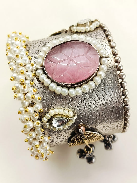Tarunika Pink Oxidized Bracelet