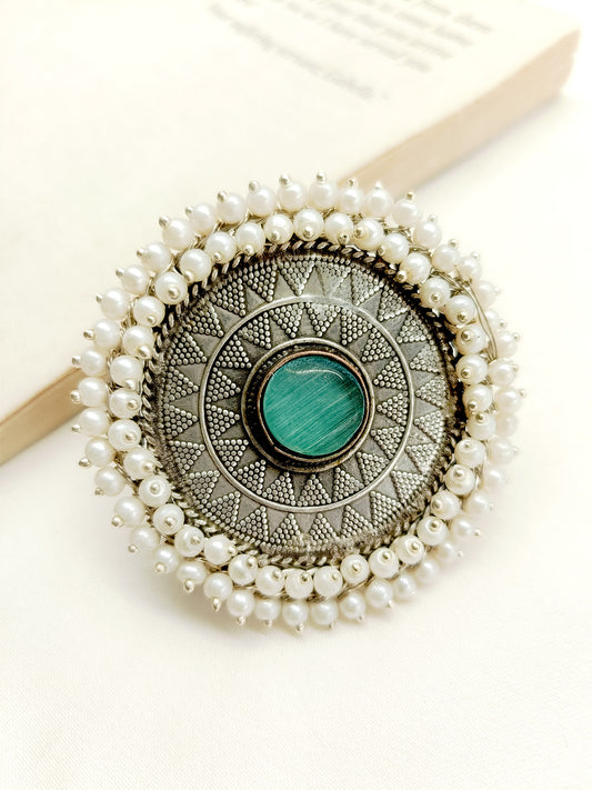 Amiyal Firozi Oxidized Finger Ring