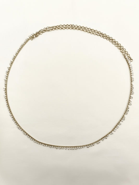 Shazia White Pearl Antique Waist Belt/kamar Bandh