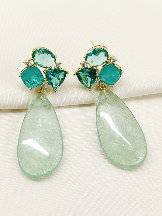 Shama Mint Green American Diamond Earring